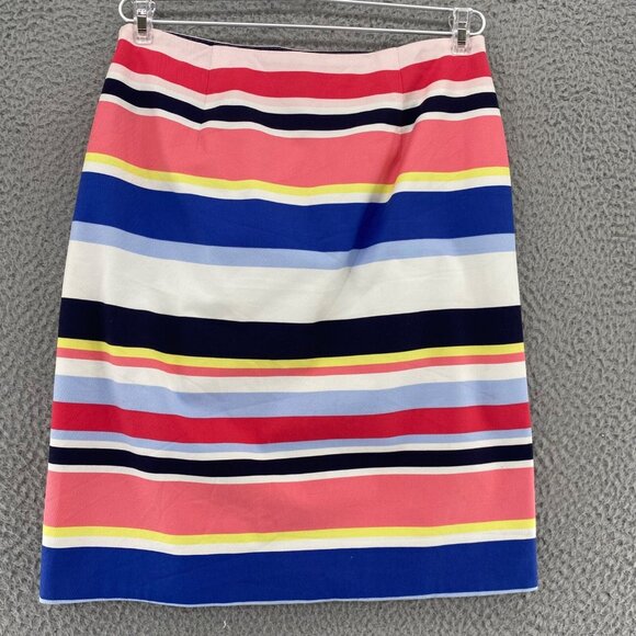 Talbots Skirt Womens 2 Petite Pink Multi Stripe Above The Knee Straight Stretch - Picture 3 of 11